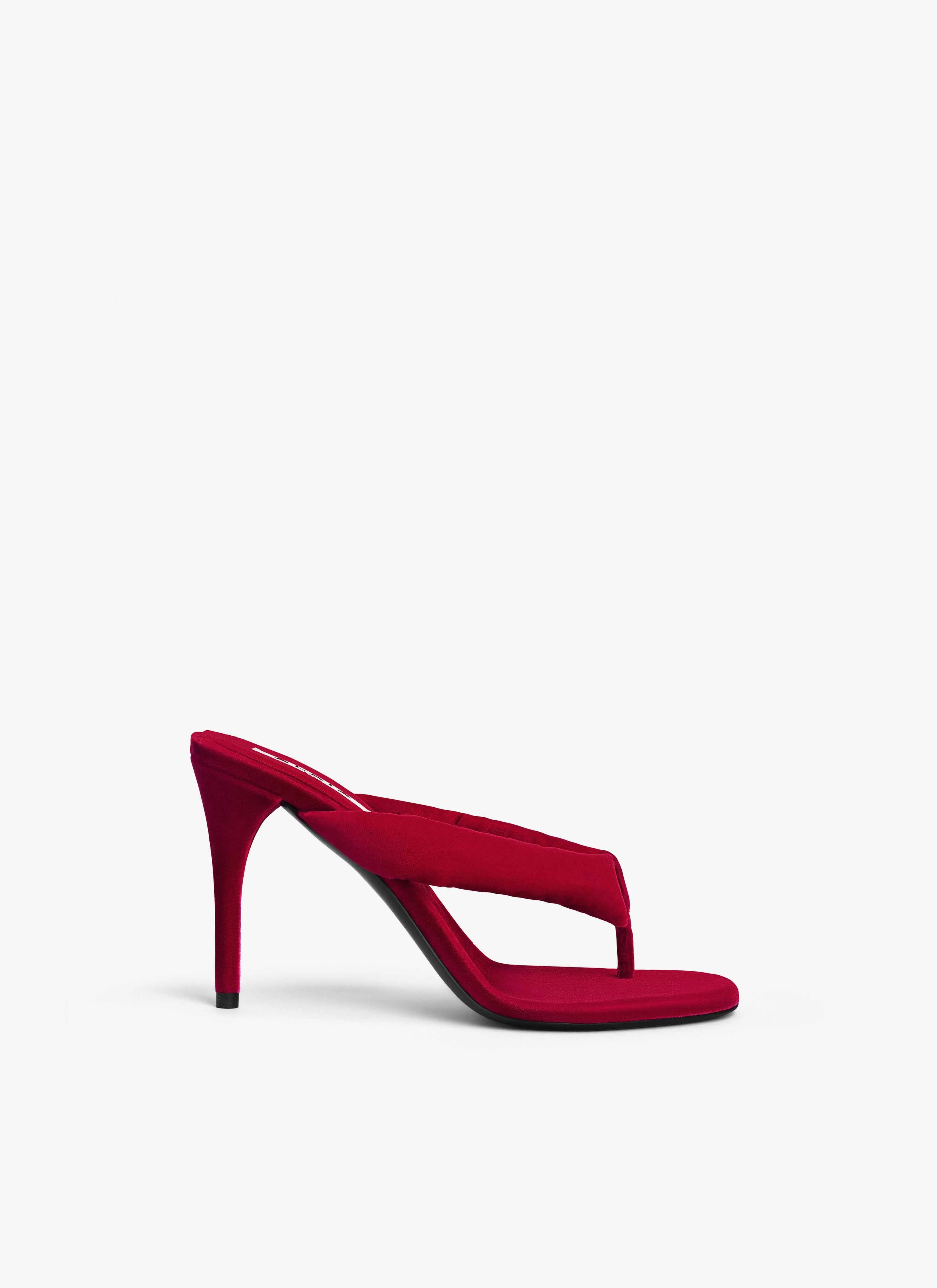 HEEL THONG MULES IN VELVET - 1
