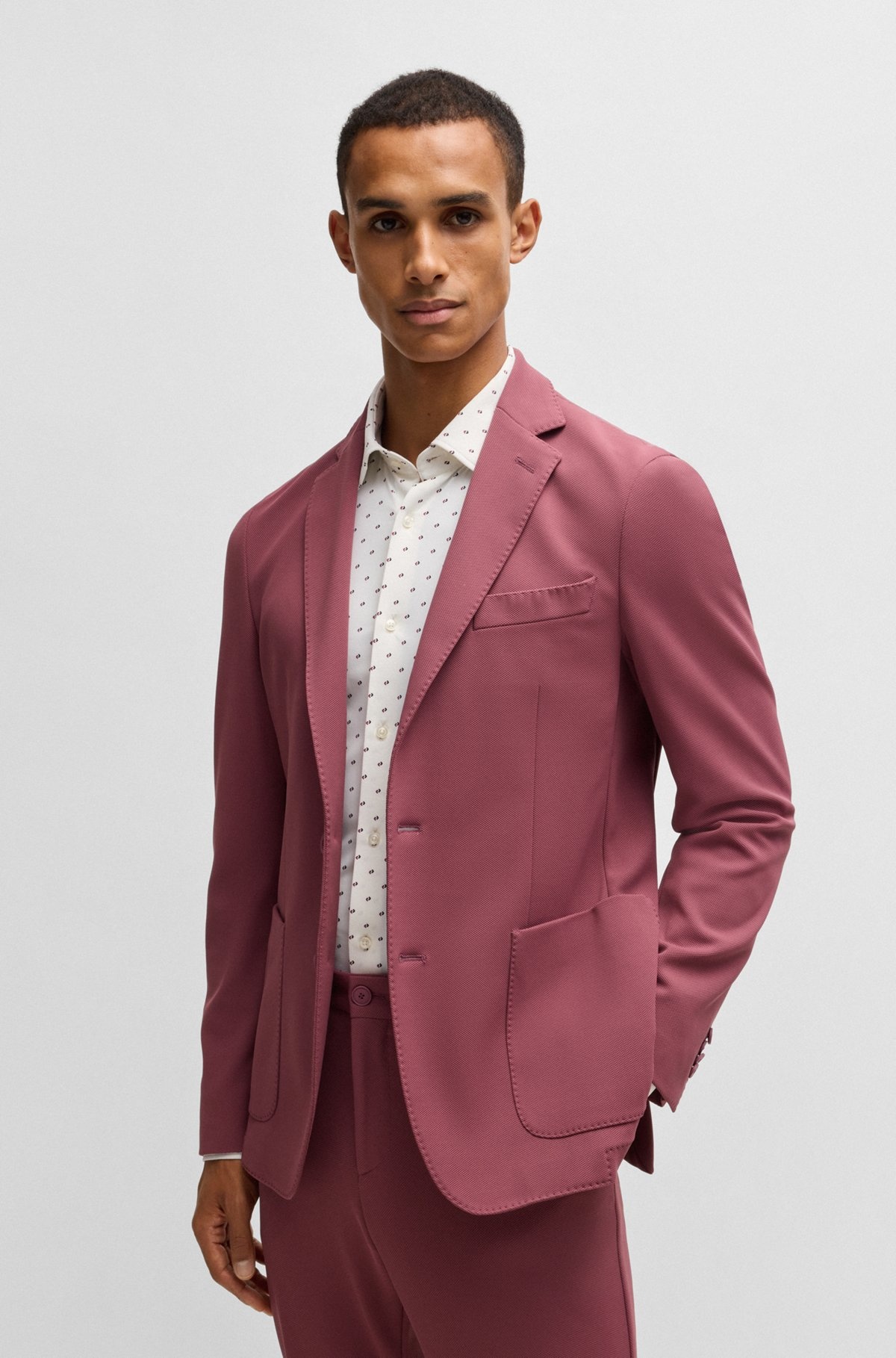 SLIM-FIT SHIRT IN PRINTED PERFORMANCE-STRETCH MATERIAL - 6