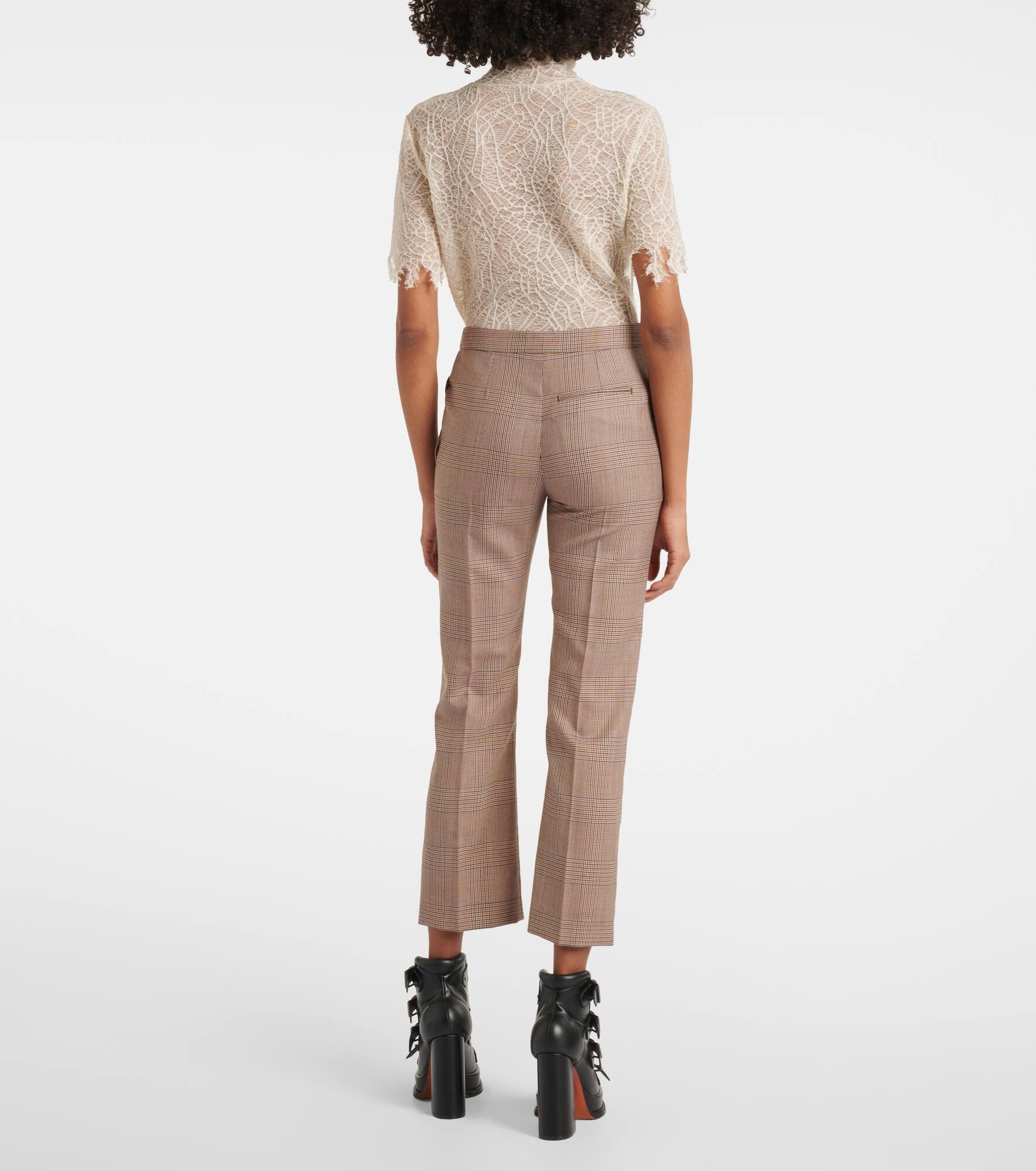 Kickback checked wool flared pants - 3