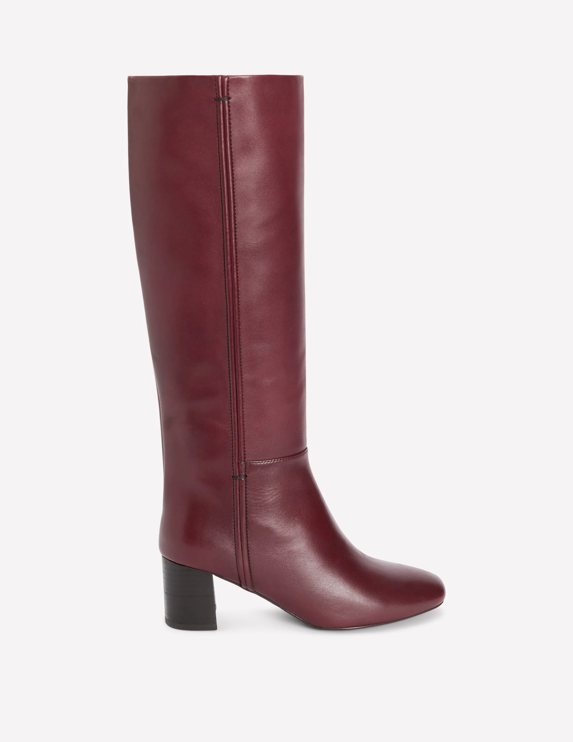 Seam Detail Knee Boots-Dark Burgundy - 1