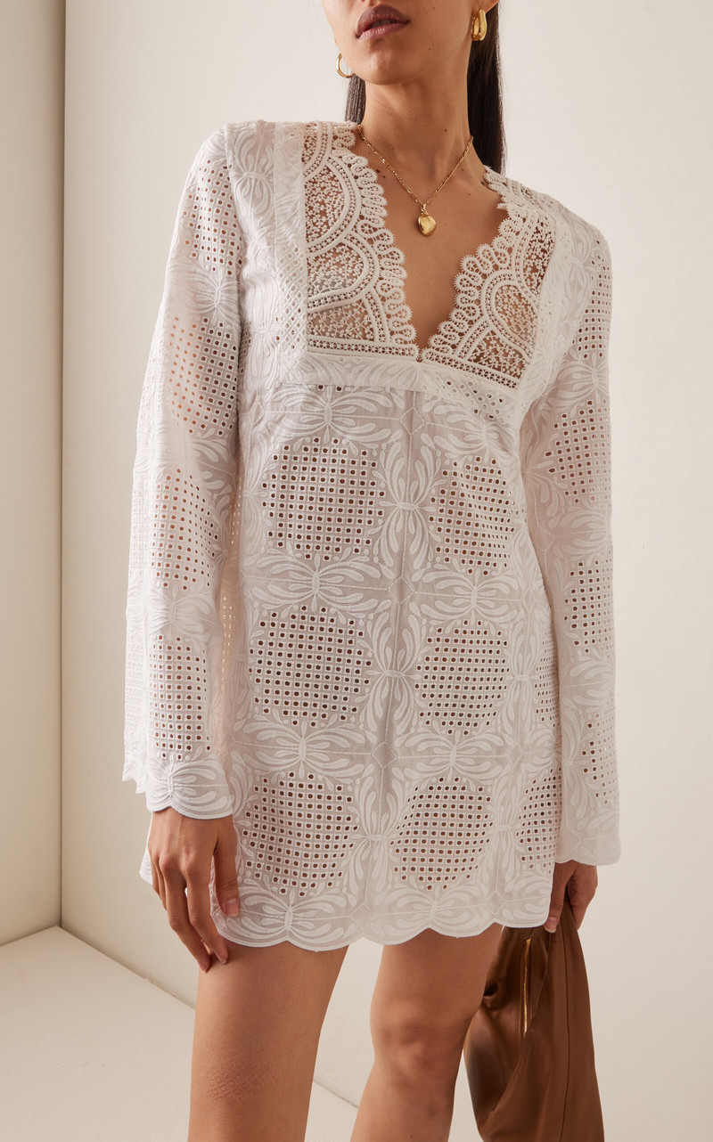 GIAMBATTISTA VALLI Embroidered Voile Mini Dress white outlook