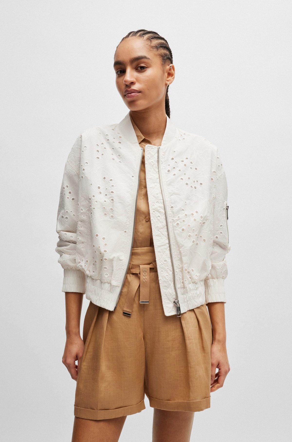 EMBROIDERED BOMBER JACKET WITH ZIPPED SLEEVE POCKET - 2
