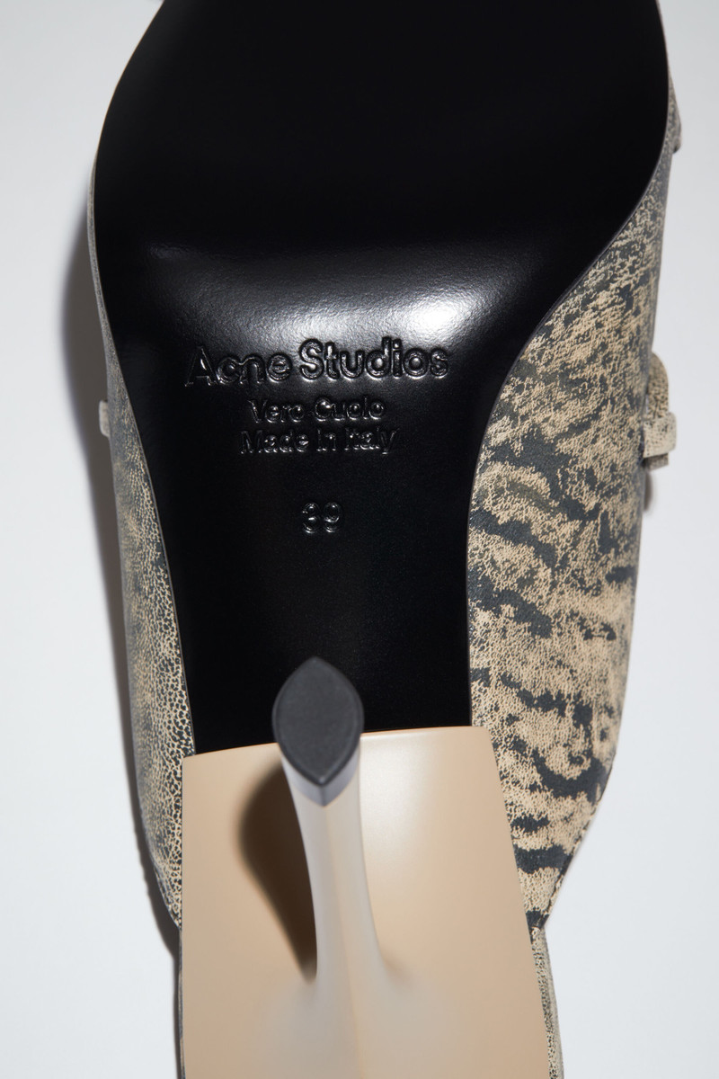 Lace-up heel mule - Beige/green 7