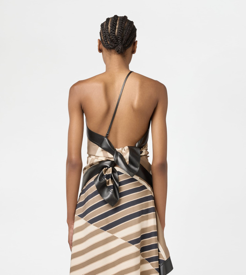 TOP IN SILK WITH LEATHER INSERTS - BROWN, BEIGE, OFF WHITE 5