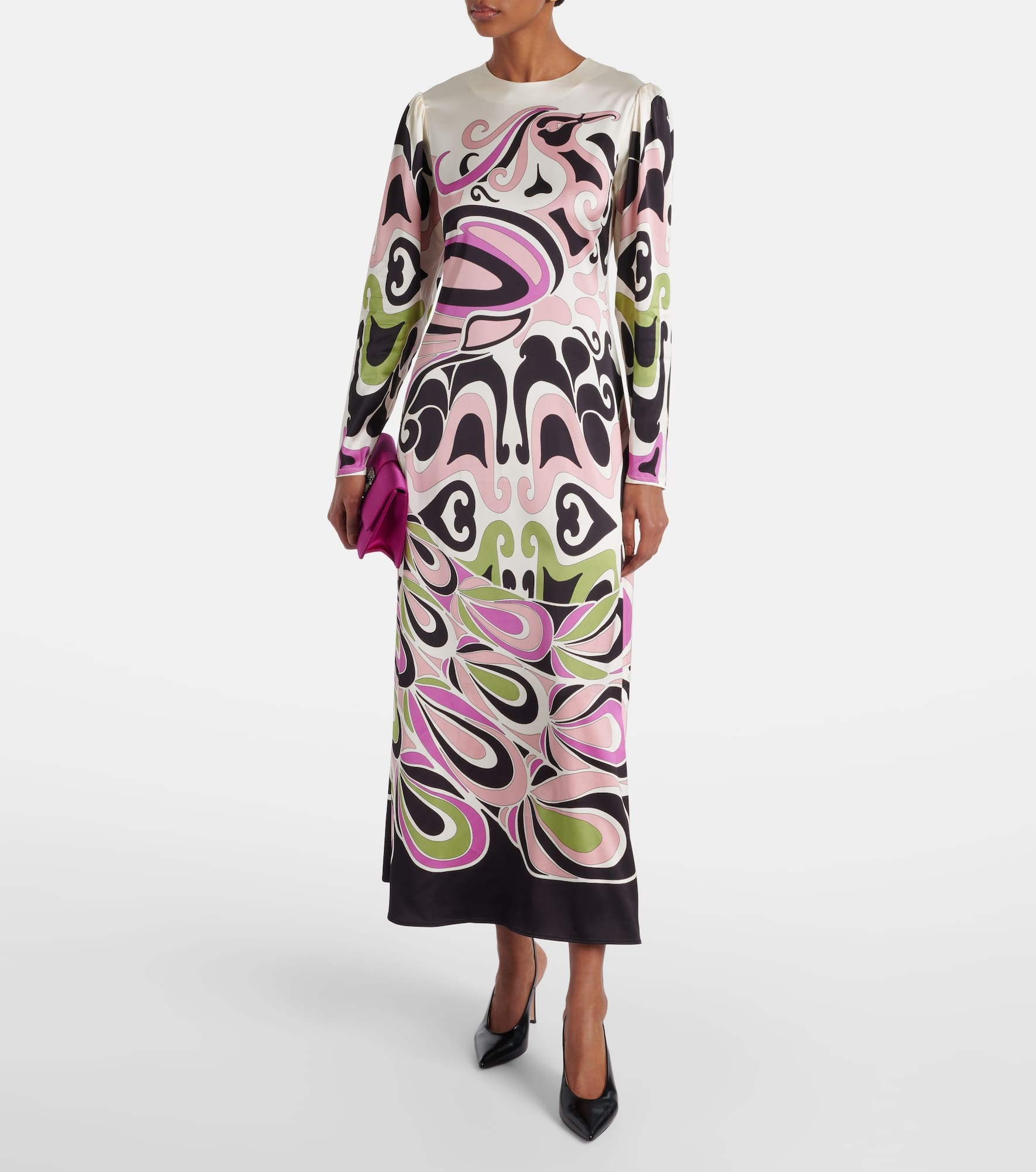Clingy Swing printed satin midi dress - 2