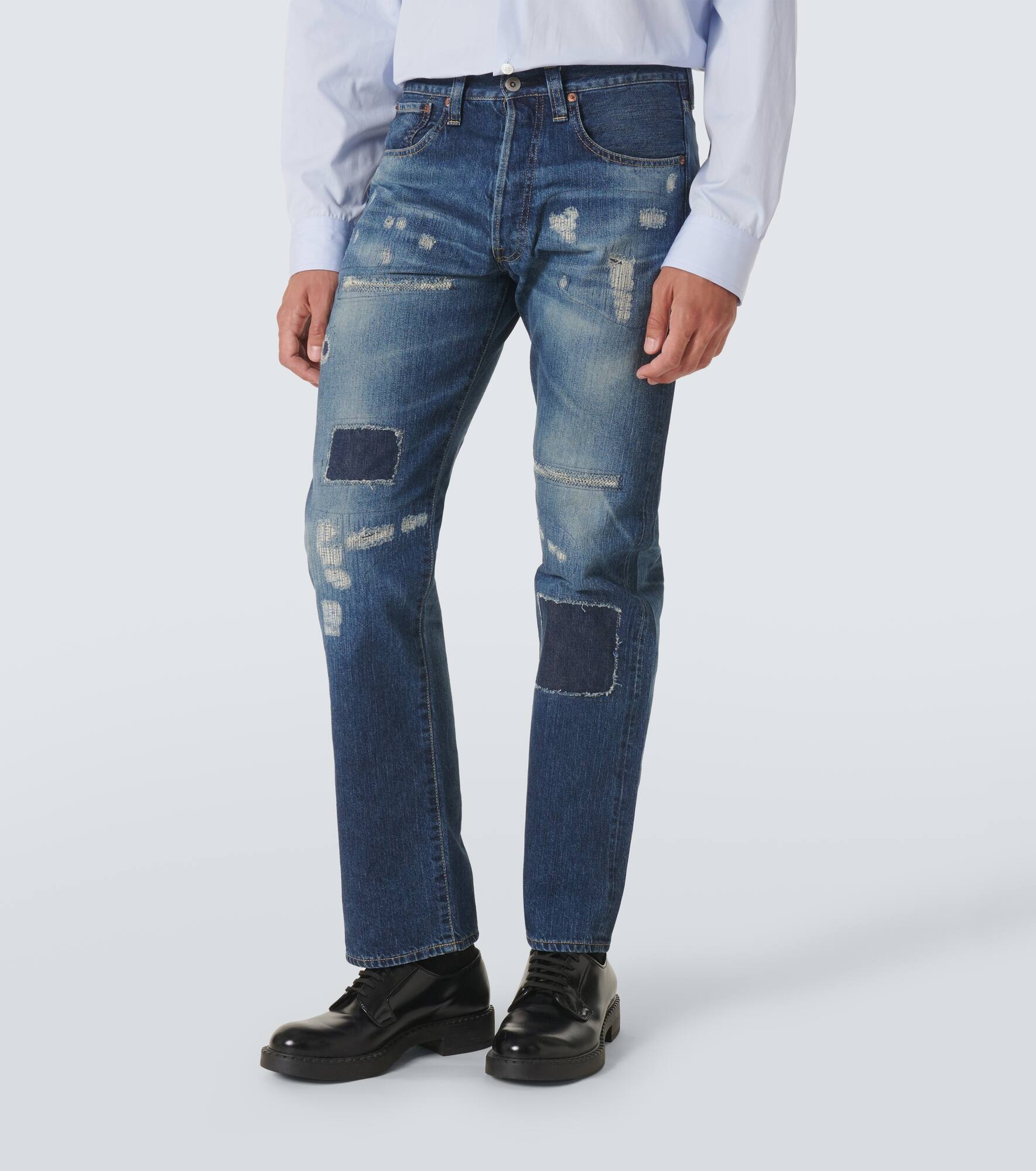 Distressed straight jeans - 3