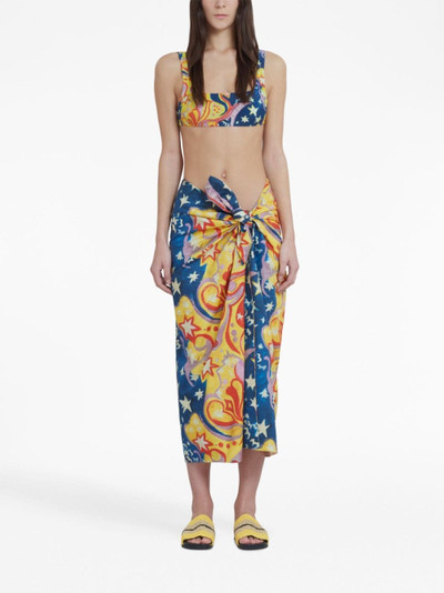 Marni abstract-print cotton mid-length skirt outlook