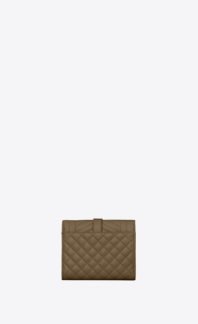 SAINT LAURENT envelope compact tri fold in grain de poudre embossed leather outlook