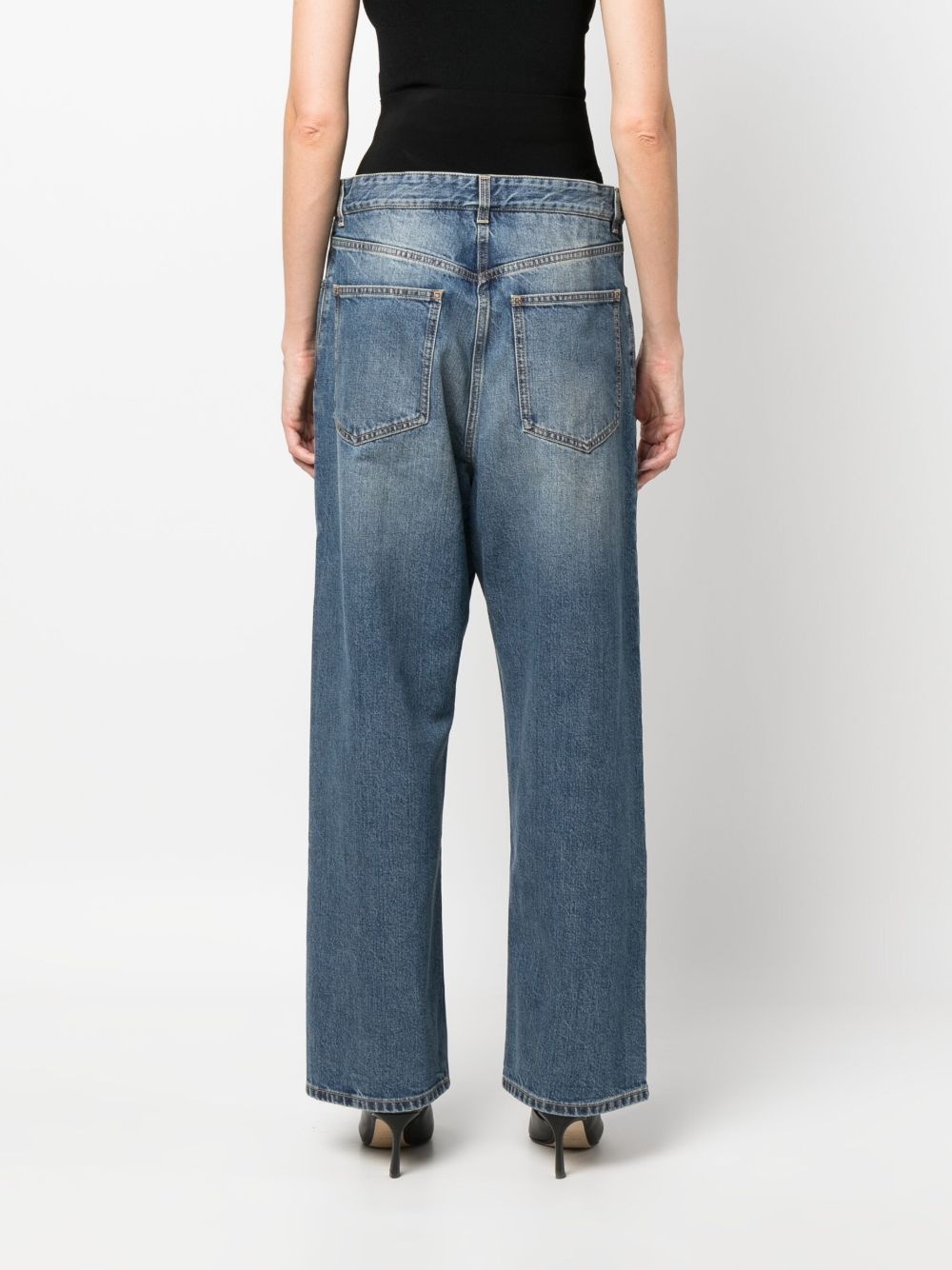 knit belt straight-leg jeans - 4