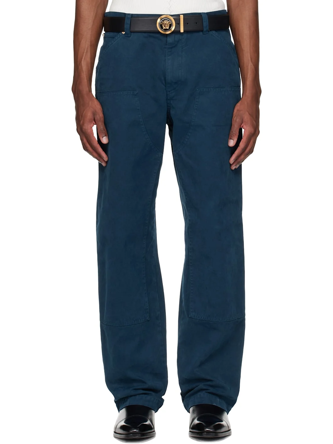 Navy Overdyed Canvas Carpenter Trousers - 1
