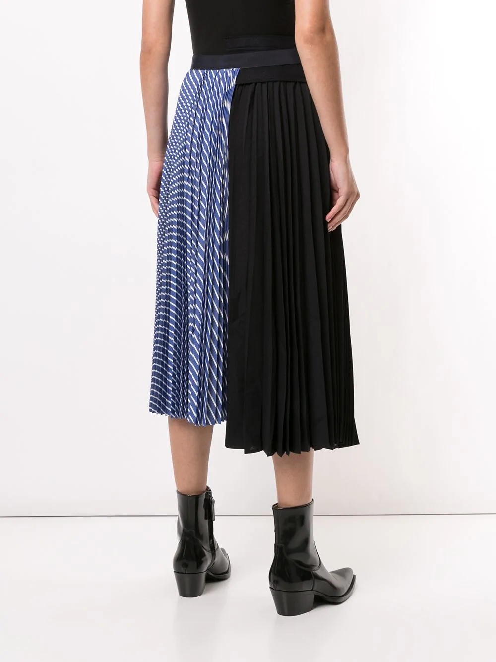 contrast panel pleated skirt - 4