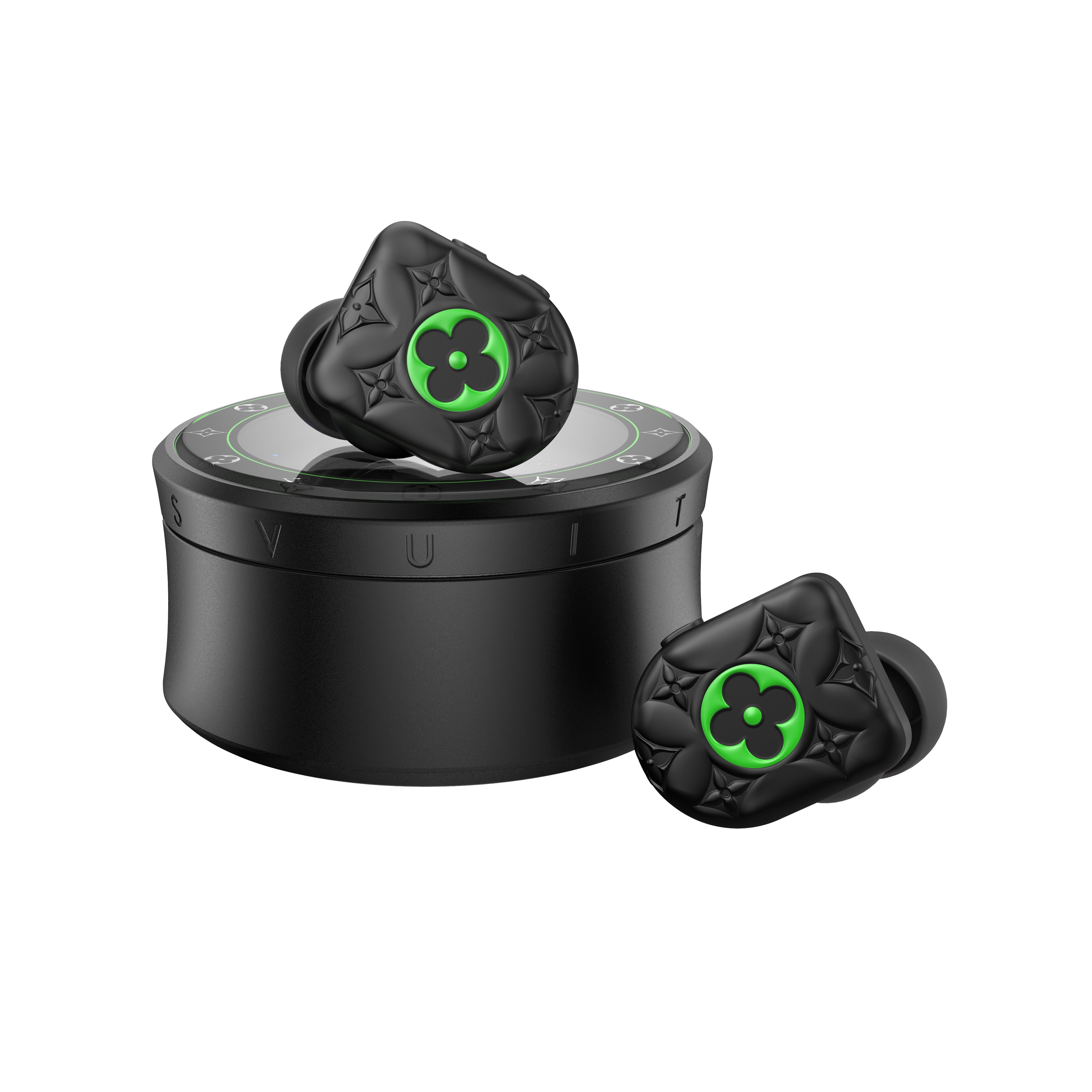 Louis Vuitton Horizon Black & Neon Green Earphones - 1