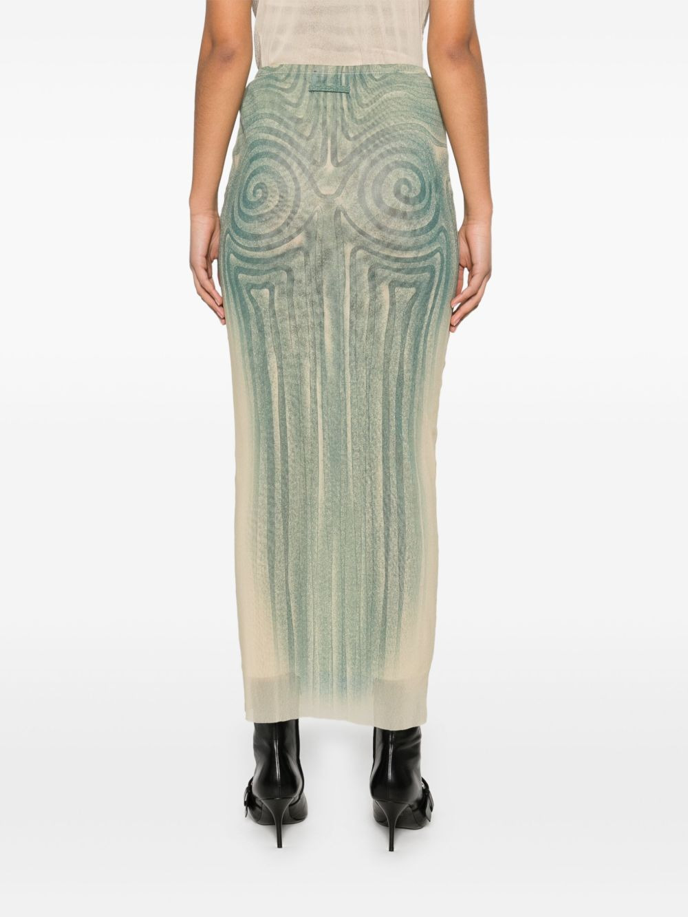 Jean Paul Gaultier Women Spiral Printed Mesh Long Skirt - 2