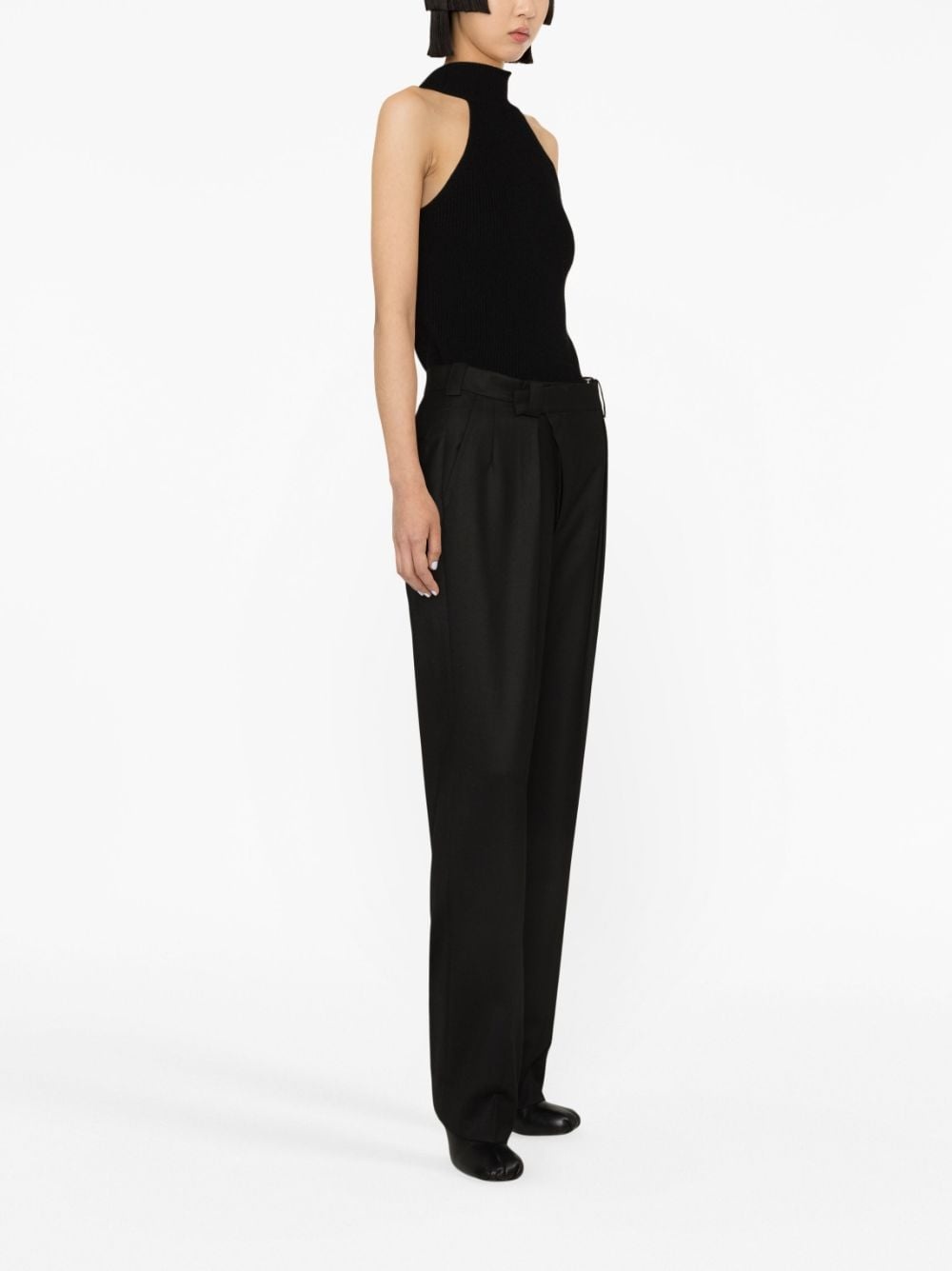 pleated wool wrap trousers - 3