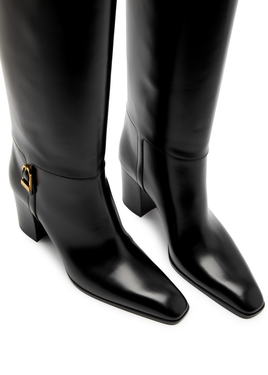 Saint Laurent Julia 70 Glossed Leather Knee-high Boots - 3
