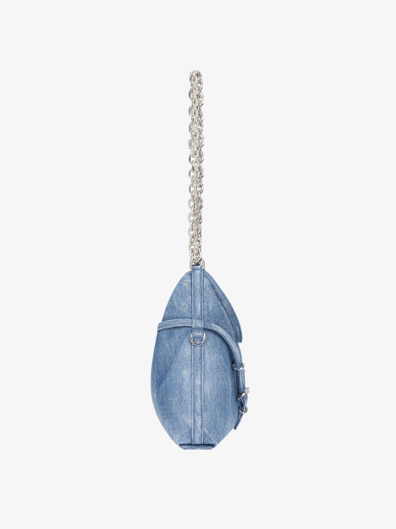 MEDIUM VOYOU CHAIN BAG IN WASHED DENIM 3