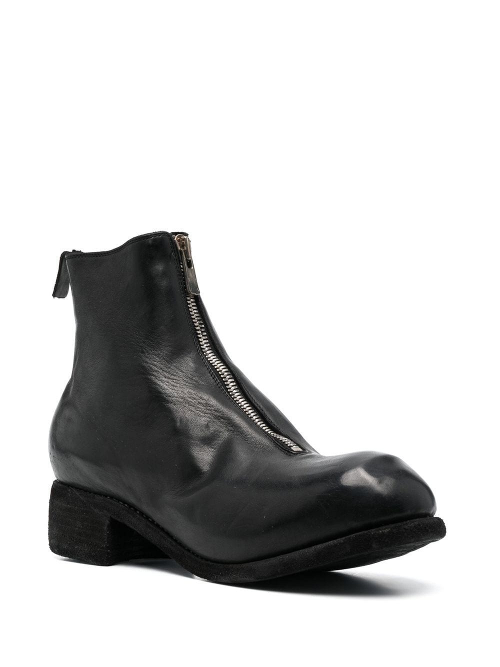 front-zip leather boots - 2