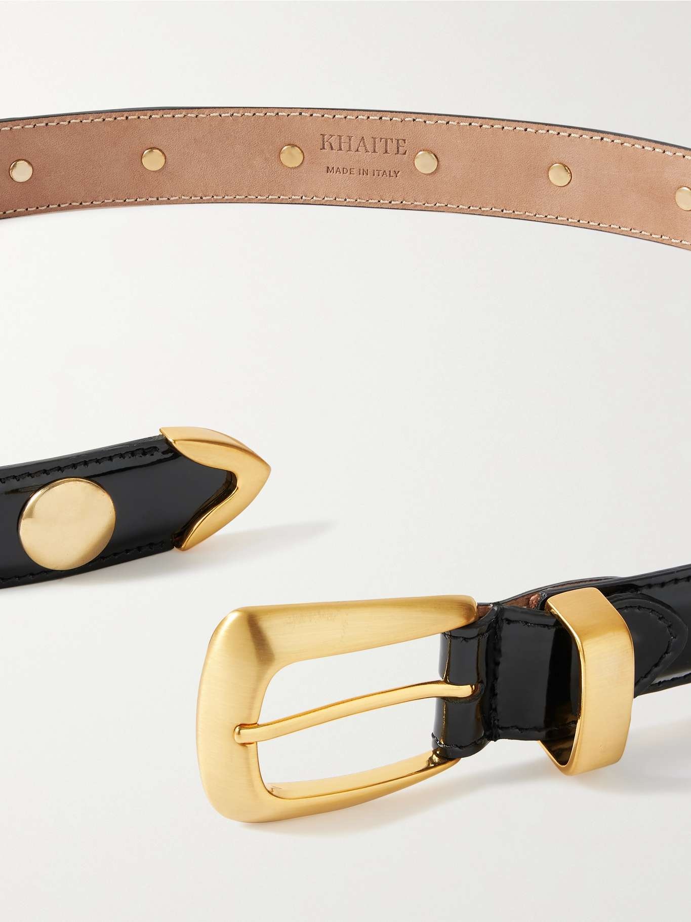 KHAITE The Benny studded leather belt Black | netaporter