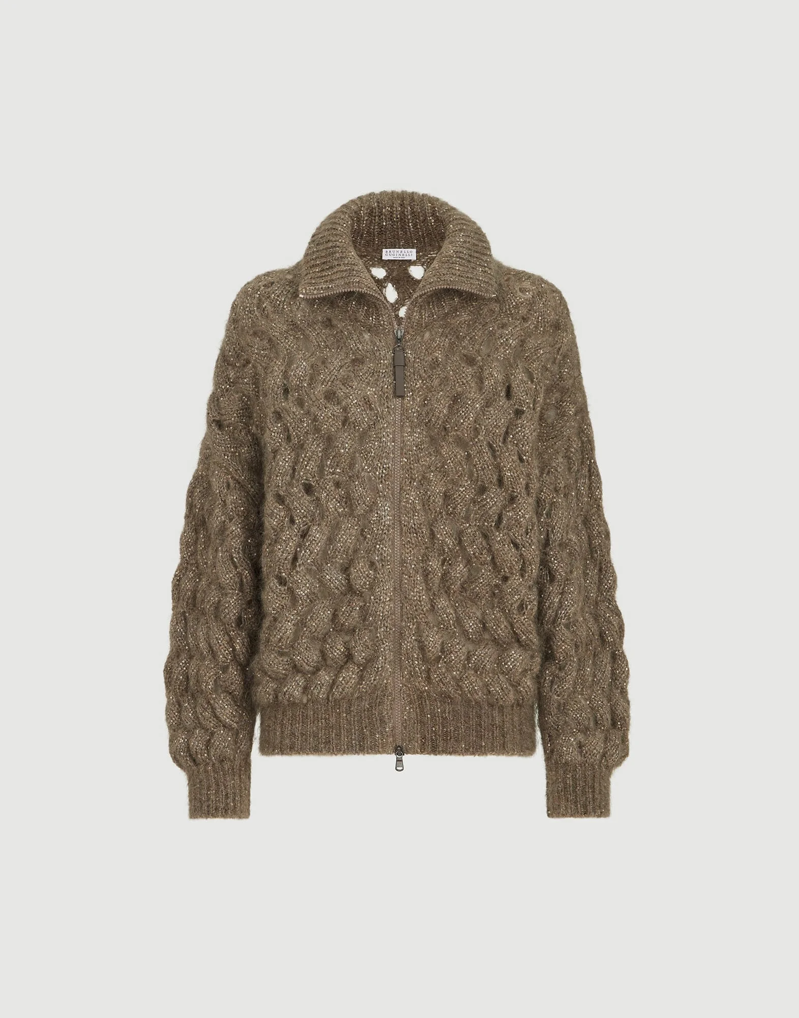 Dazzling zigzag cables cardigan in mohair and wool - 1