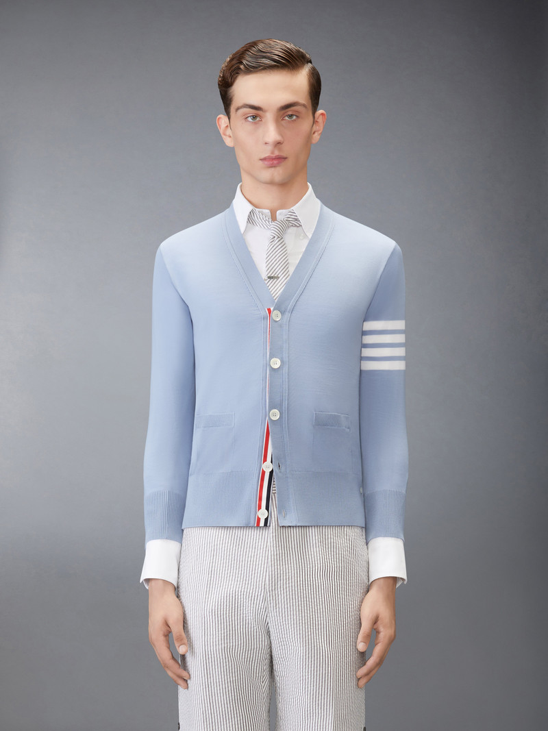 Thom Browne MERINO WOOL 4-BAR CLASSIC V-NECK CARDIGAN outlook