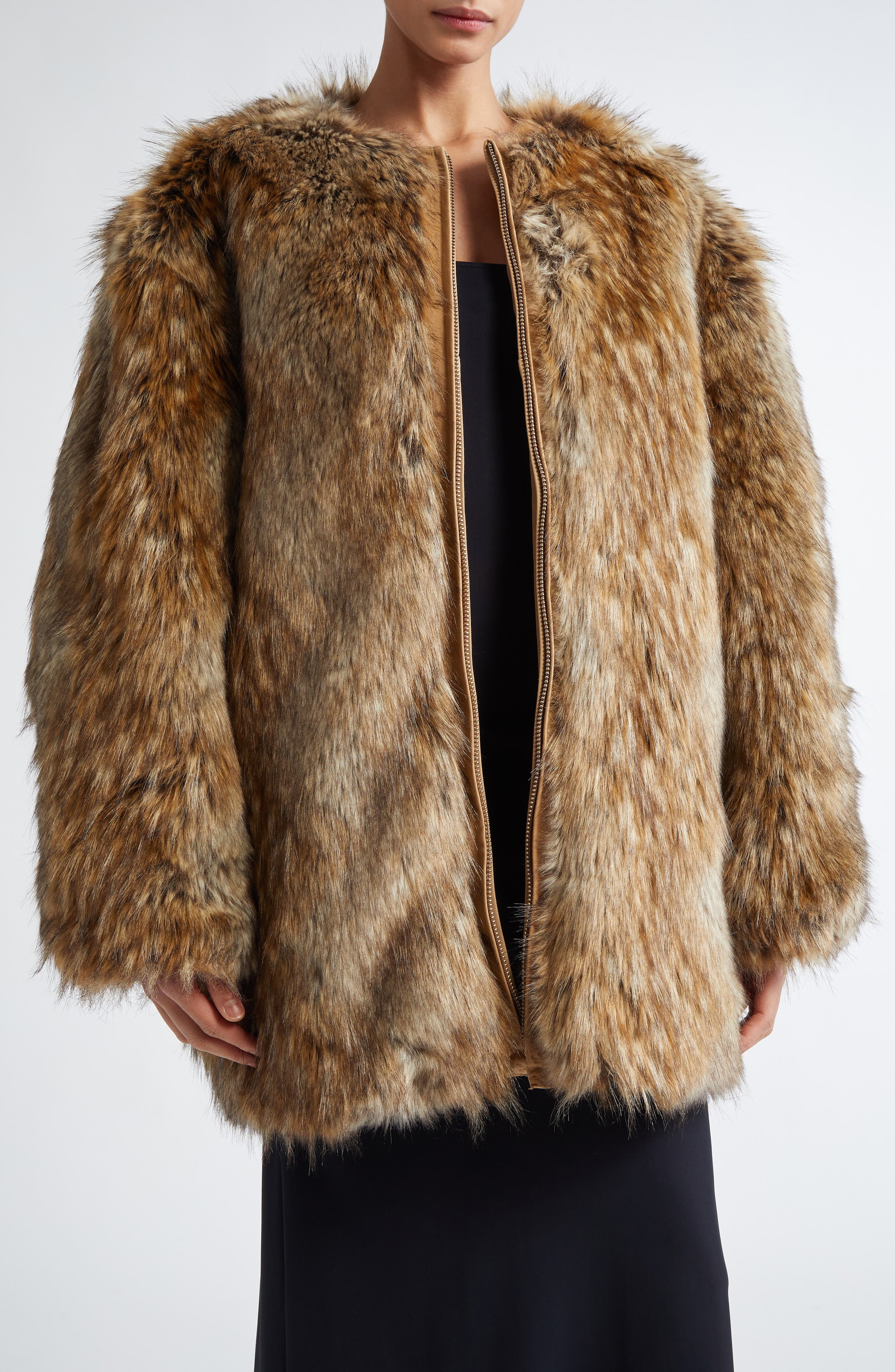 MM6 Maison Margiela Reversible Cotton Gabardine & Faux Fur Jacket in Ocre at Nordstrom - 3
