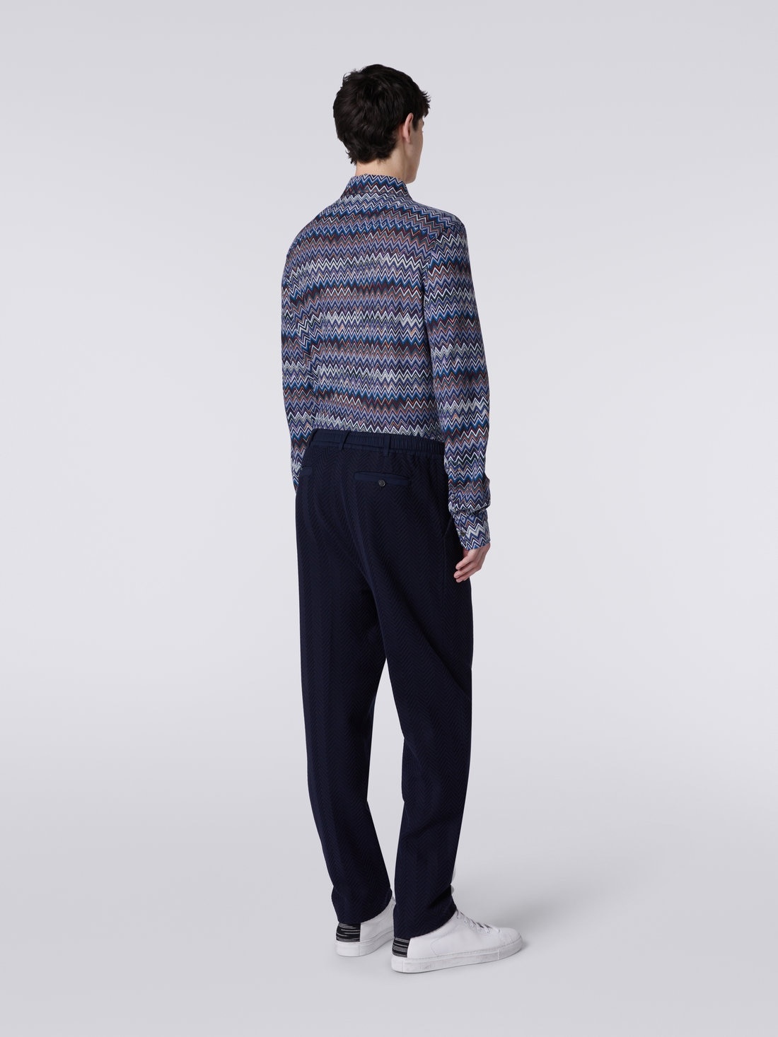 Classic cotton and viscose zigzag trousers - 4