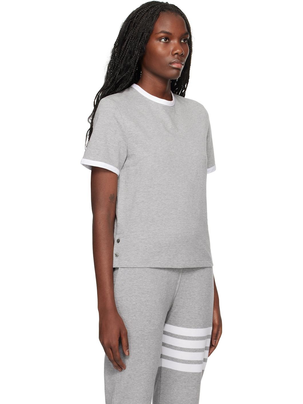 Gray RWB-Stripe Logo-Patch T-shirt - 2