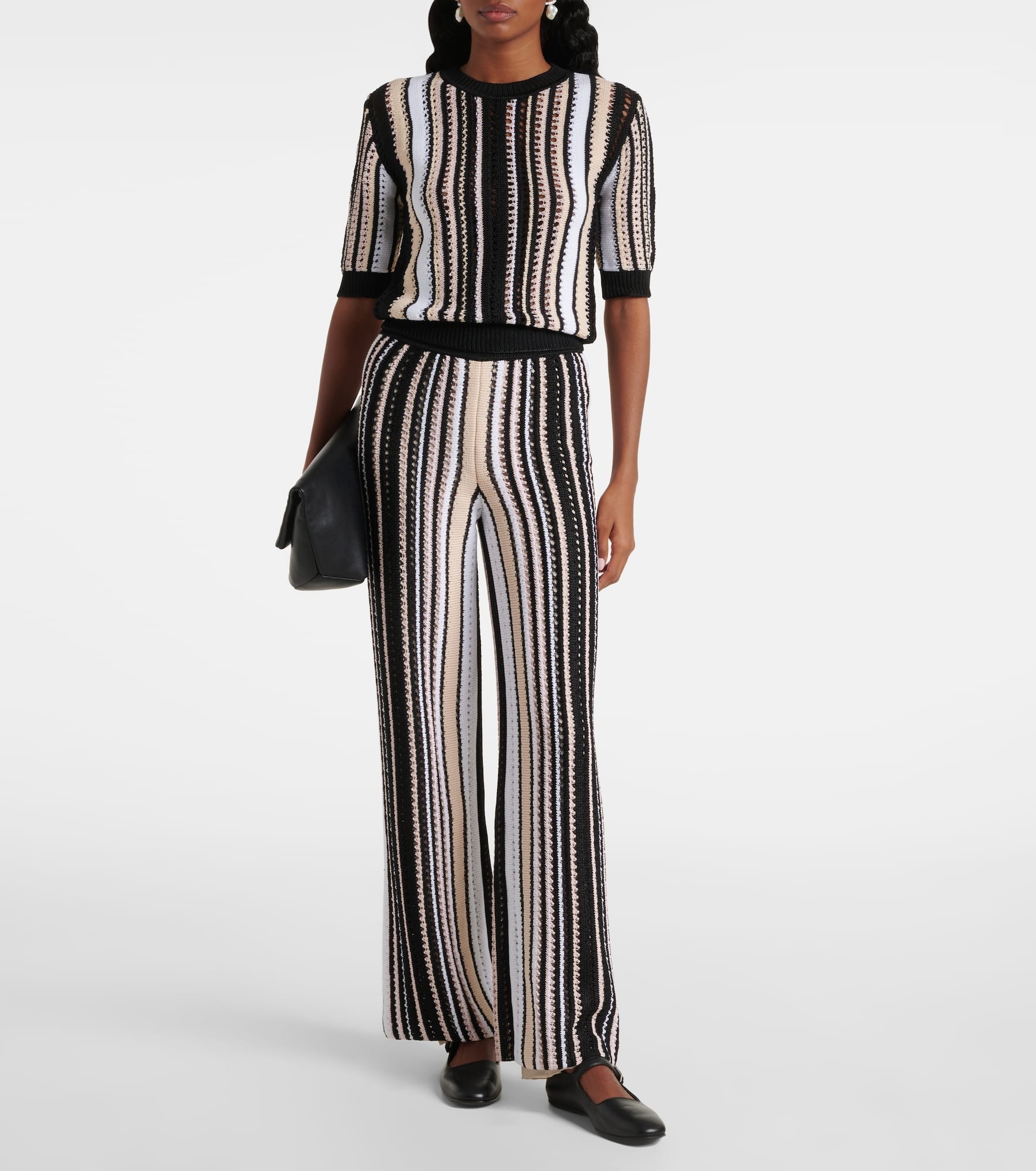 Striped cotton-blend straight pants - 2