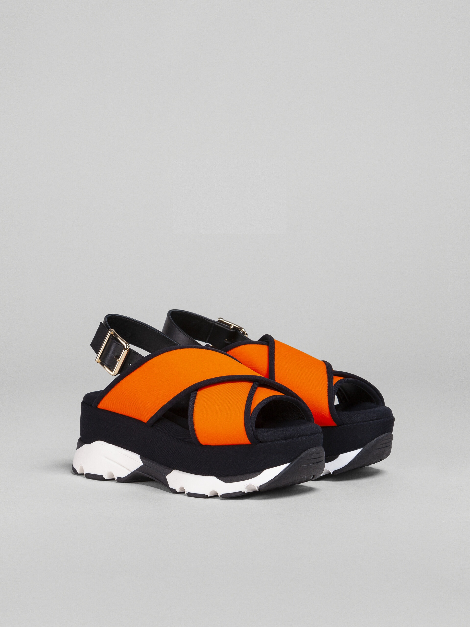 ORANGE TECHNICAL FABRIC CRISS-CROSSWEDGE SANDAL - 2