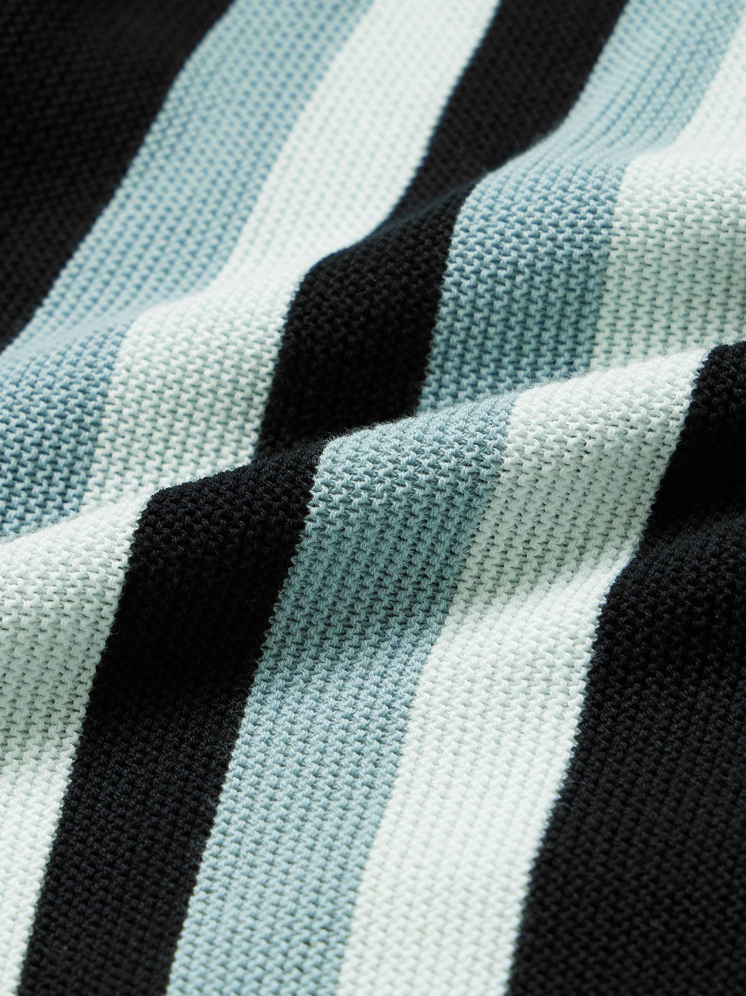 Striped Cotton Cardigan Black - 4