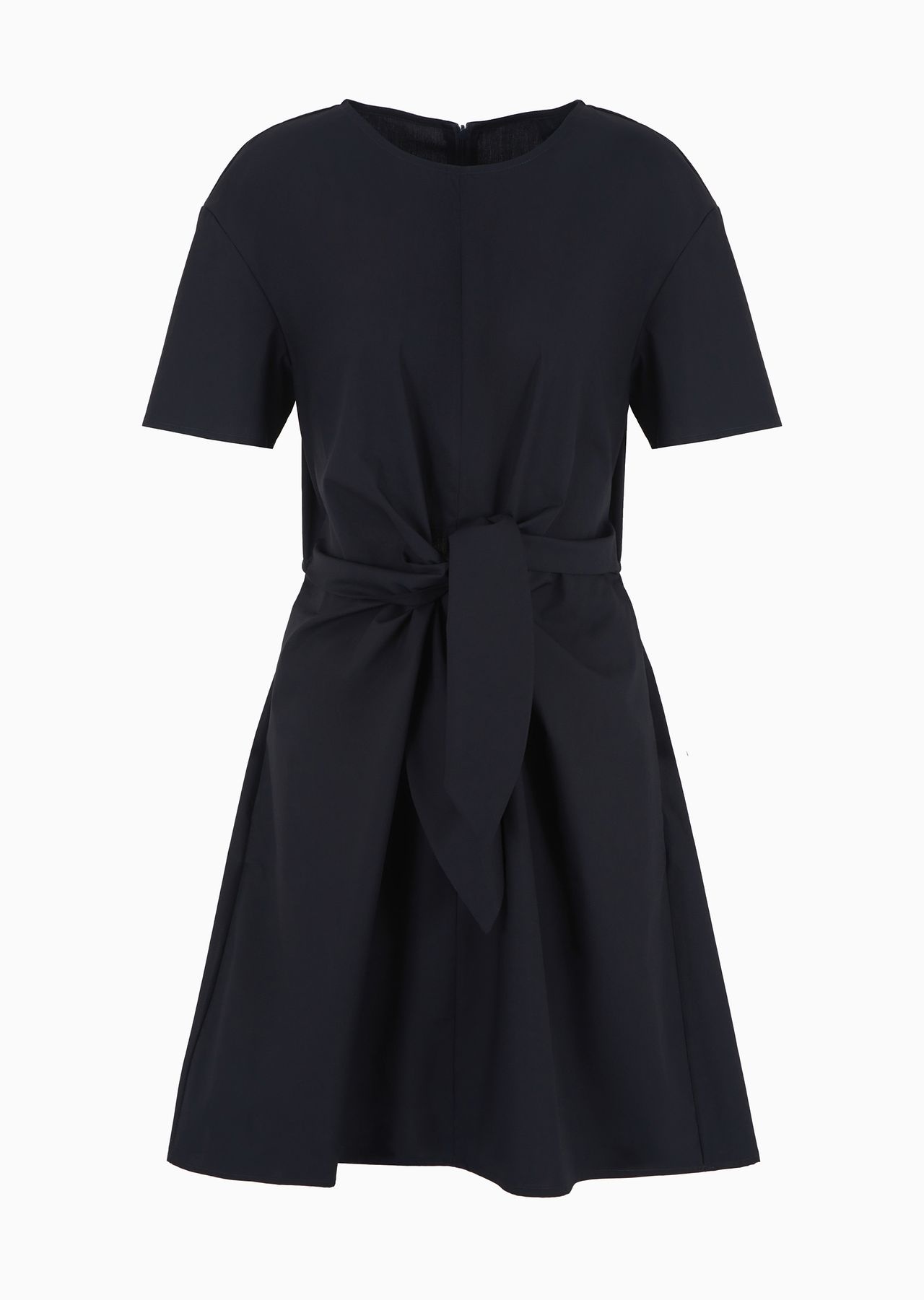 Short-sleeved poplin shirt dress with sash - 1