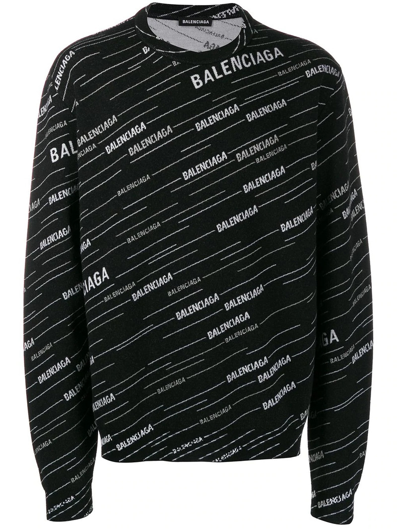 jacquard logo crew neck sweatshirt - 1