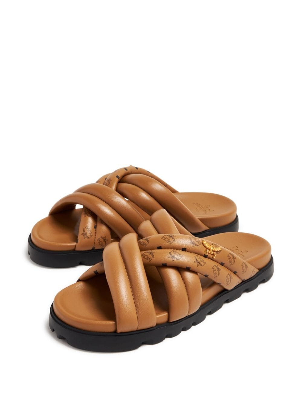 Visetos-print crossover leather slides - 4