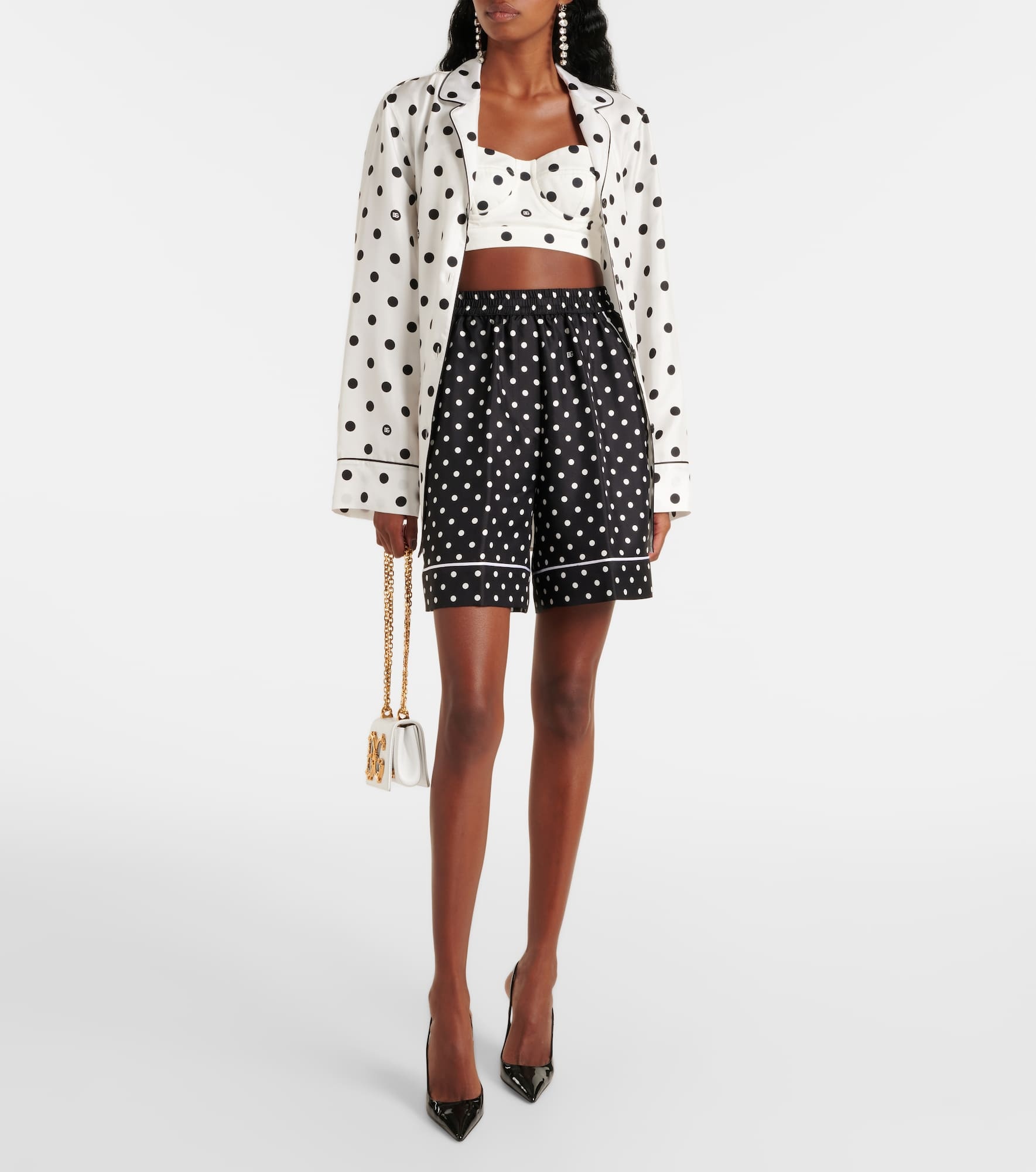 Polka-dot silk twill shorts - 2