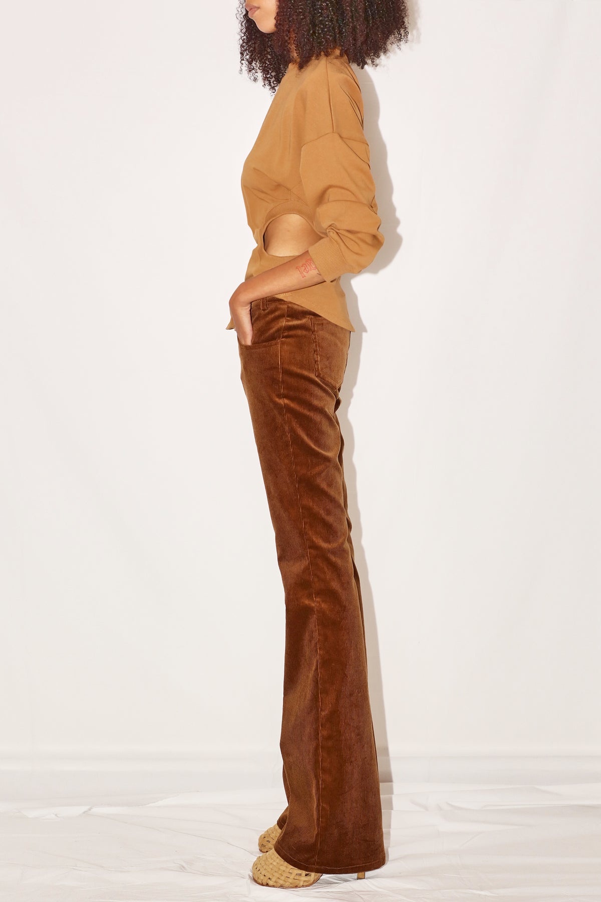 LONG SLEEVE JERSEY TOP WITH CUT-OUT DETAIL TERRACOTTA - 2