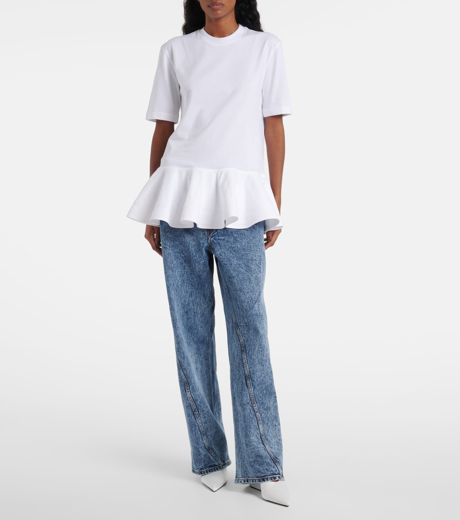 Peplum cotton jersey T-shirt - 2