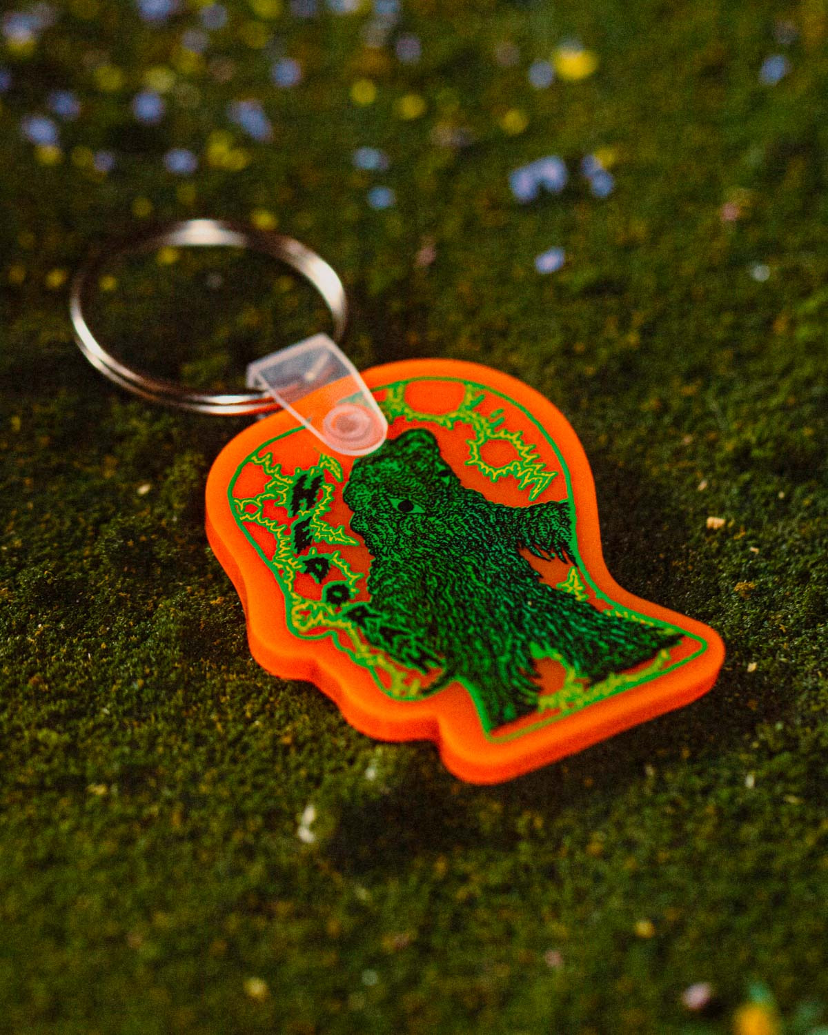 Brain Dead x Godzilla Hedorah Logohead Keychain - Clear Orange - 4