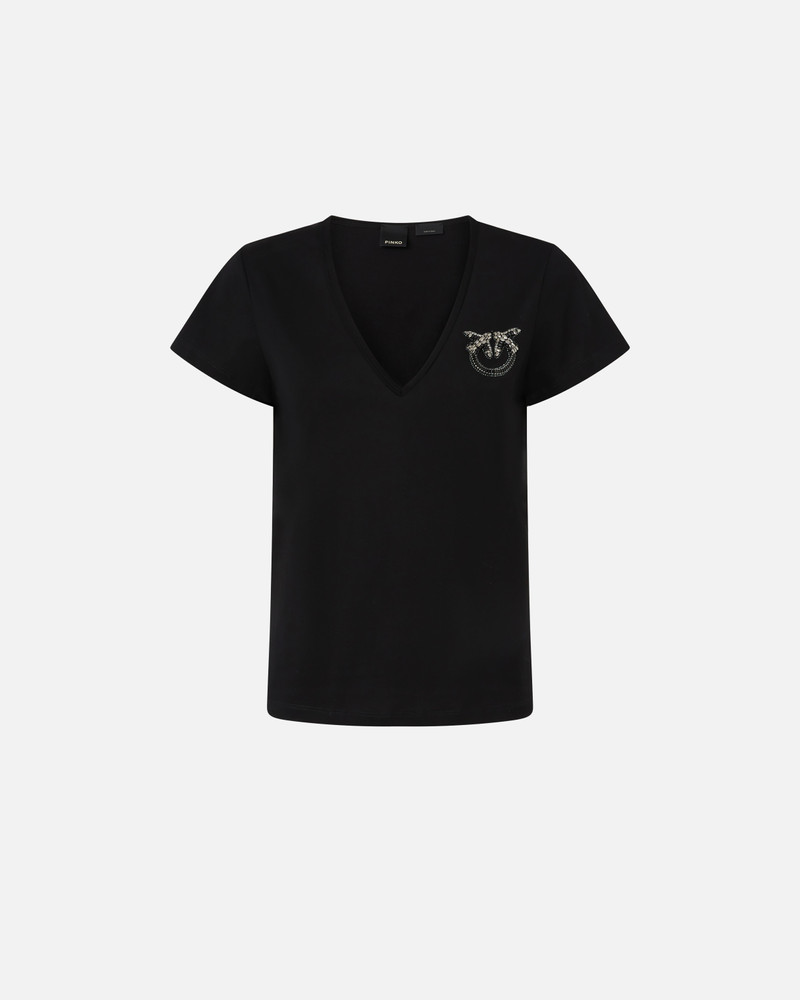 V-NECK T-SHIRT WITH JEWEL EMBROIDERY 1