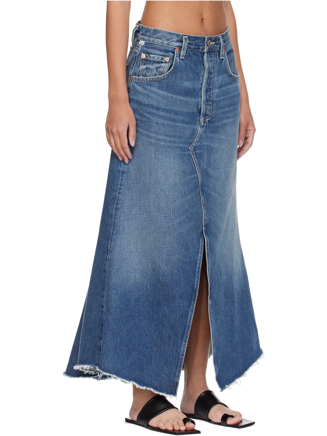 Navy Mina Denim Midi Skirt - 2
