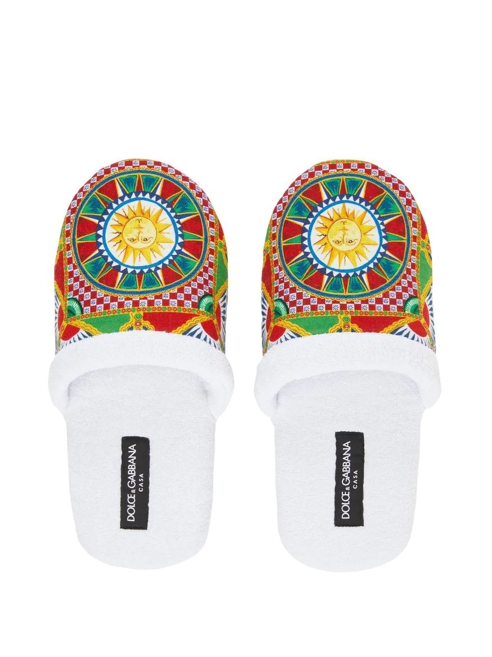Carretto Siciliano-print terry slippers - 4