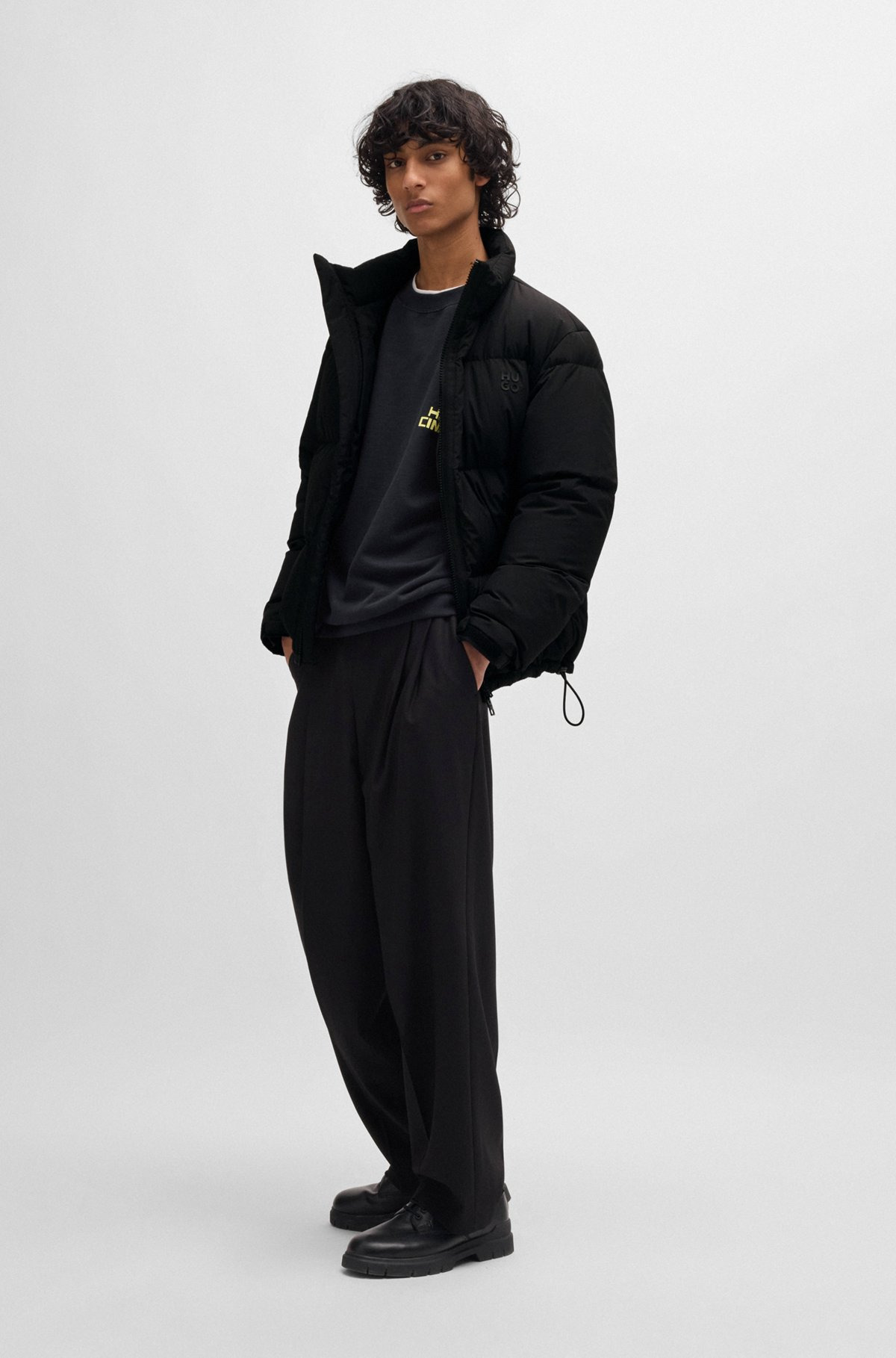 WATER-REPELLENT DOWN JACKET WITH STACKED LOGO - 3