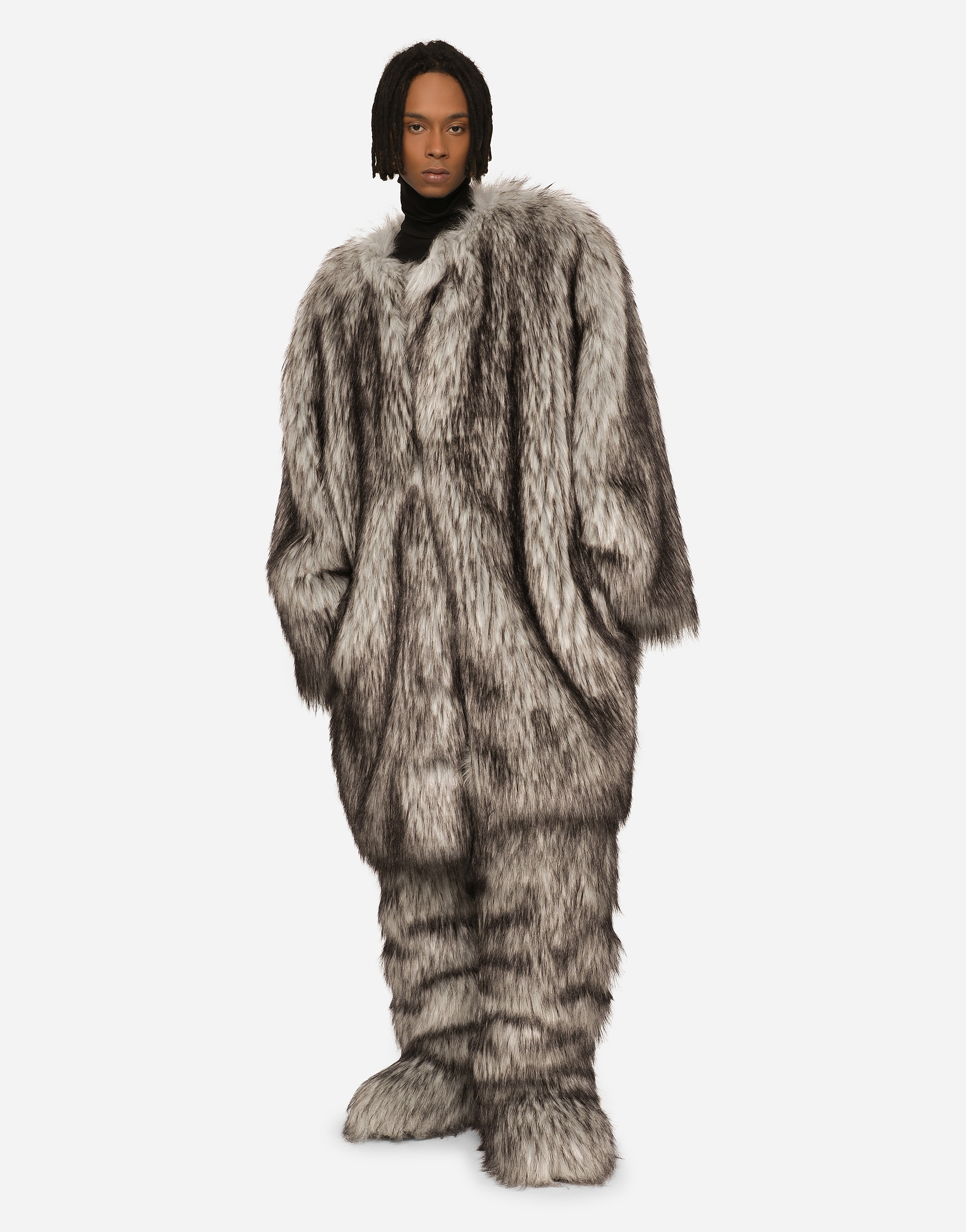 Single-breasted faux fur coat - 5