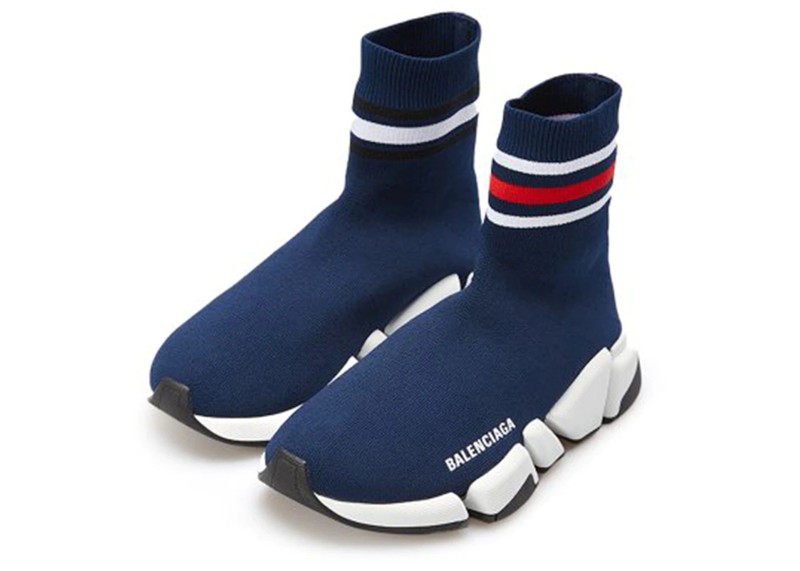 BALENCIAGA Balenciaga Speed 2.0 Striped Navy Blue Black White (W) outlook