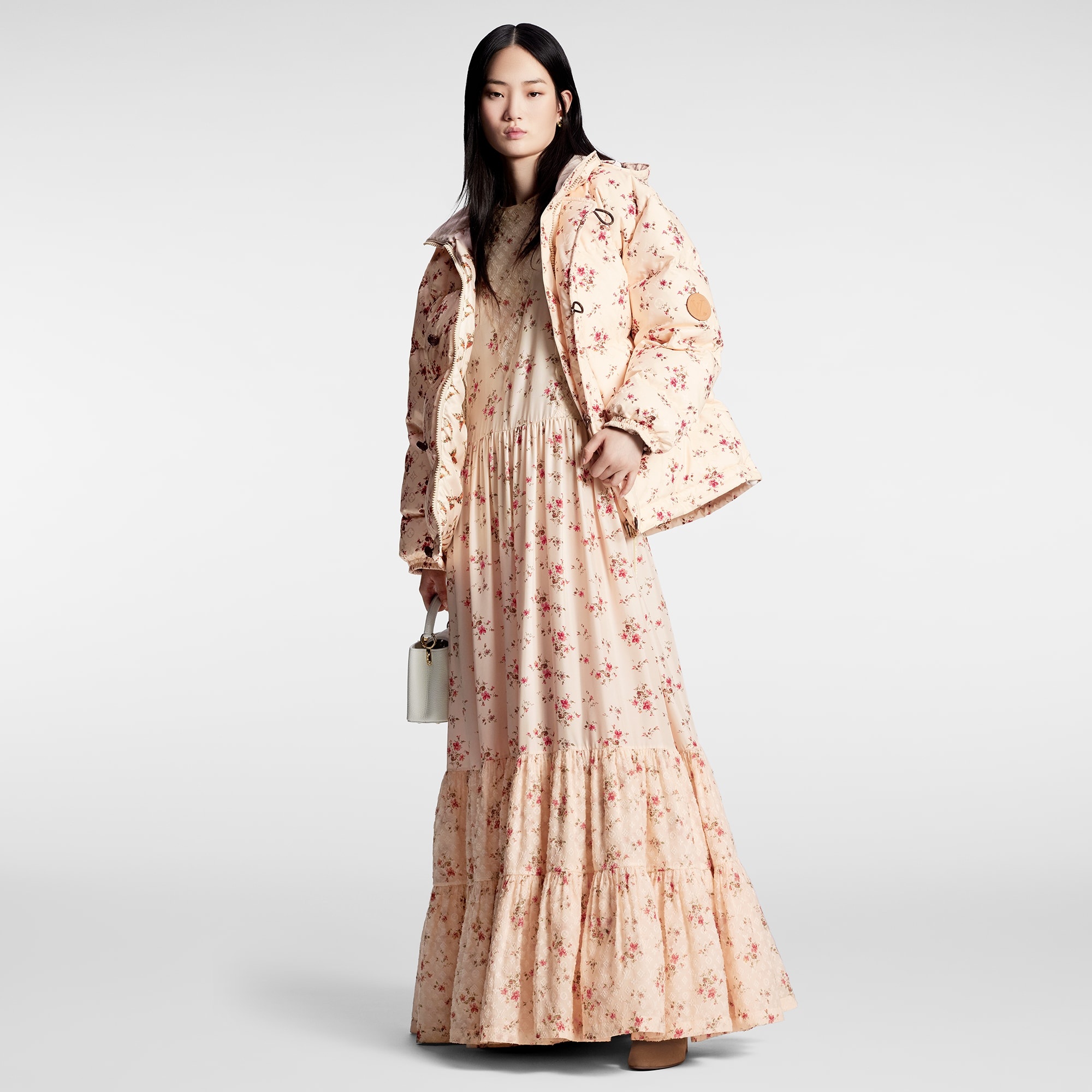 Floral Print Long Puffer Jacket - 4