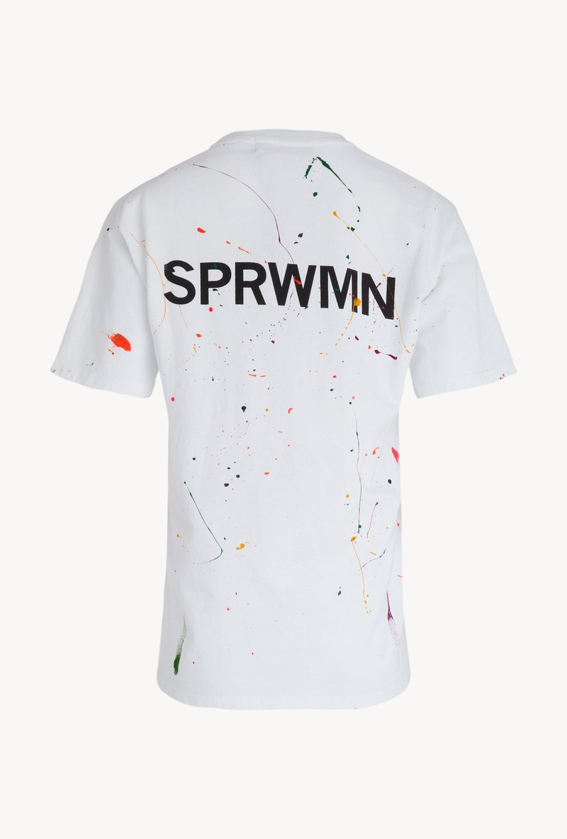 SPRWMN WHITE PAINT SPLATTER LOGO TEE outlook