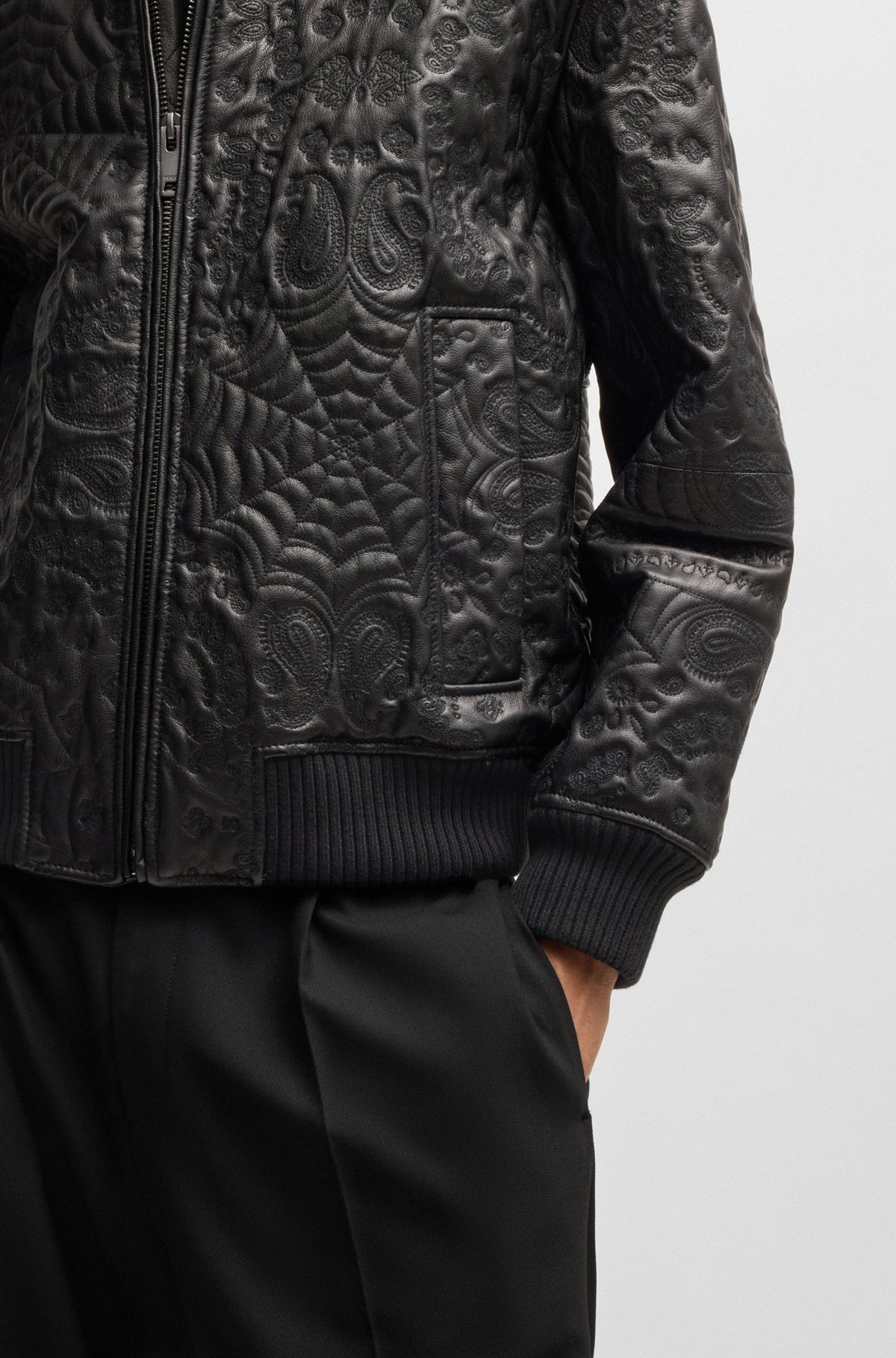 LEATHER JACKET WITH SPIDERWEB AND BANDANNA PATTERN - 6