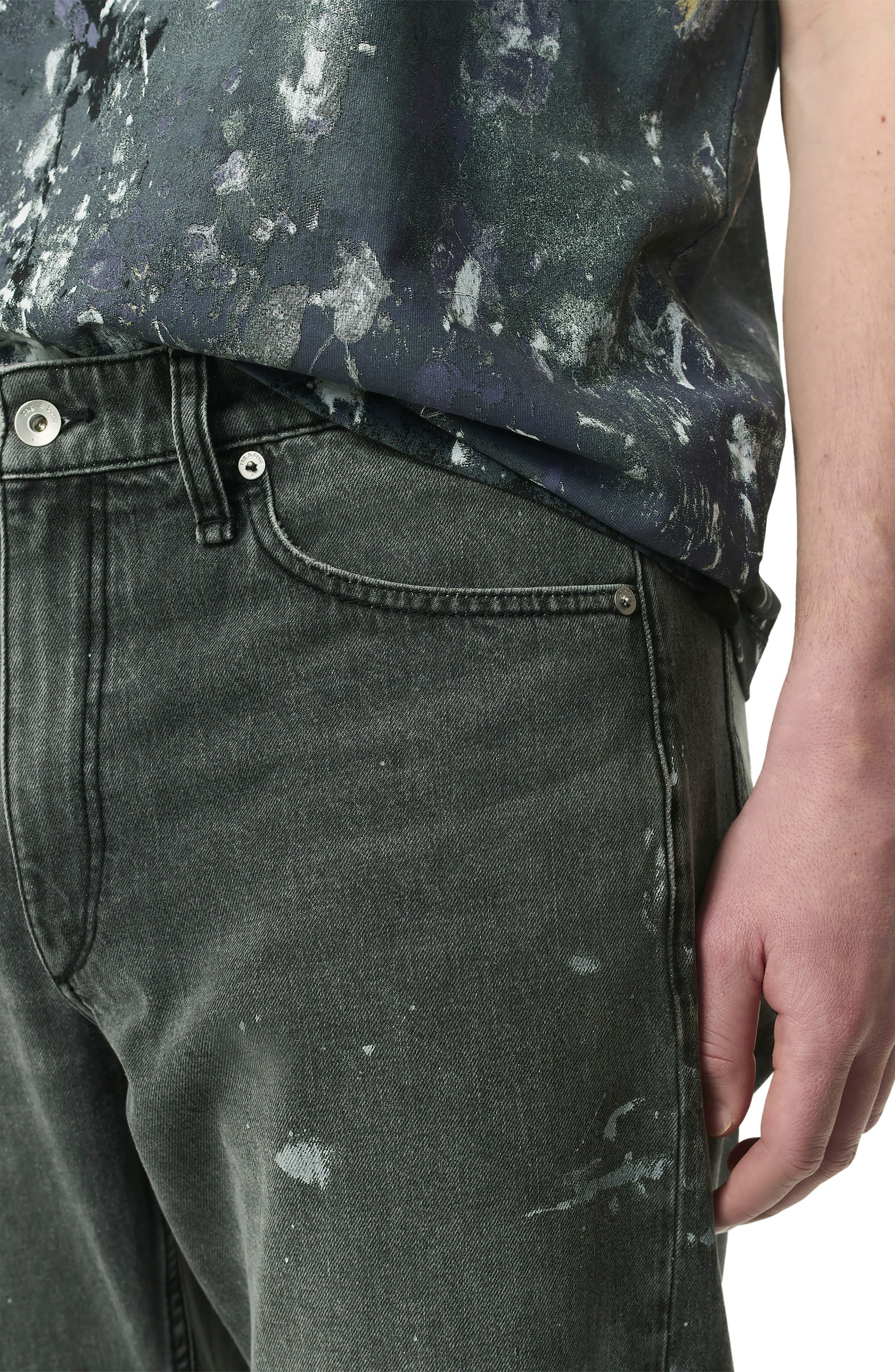 rag & bone Fit 4 Authentic Paint Splatter Rigid Straight Leg Jeans in Painted Charcoal at Nordstrom - 3
