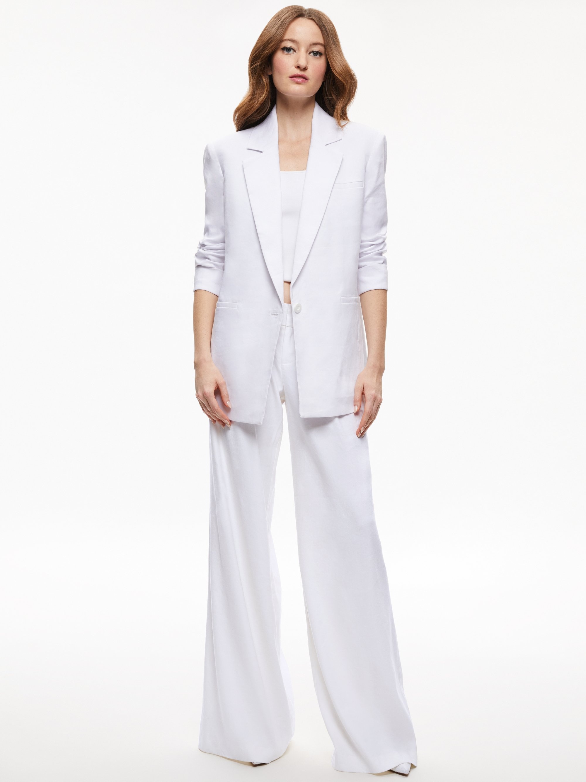 SHAN STRONG SHOULDER RUCHED SLEEVE BLAZER - 3