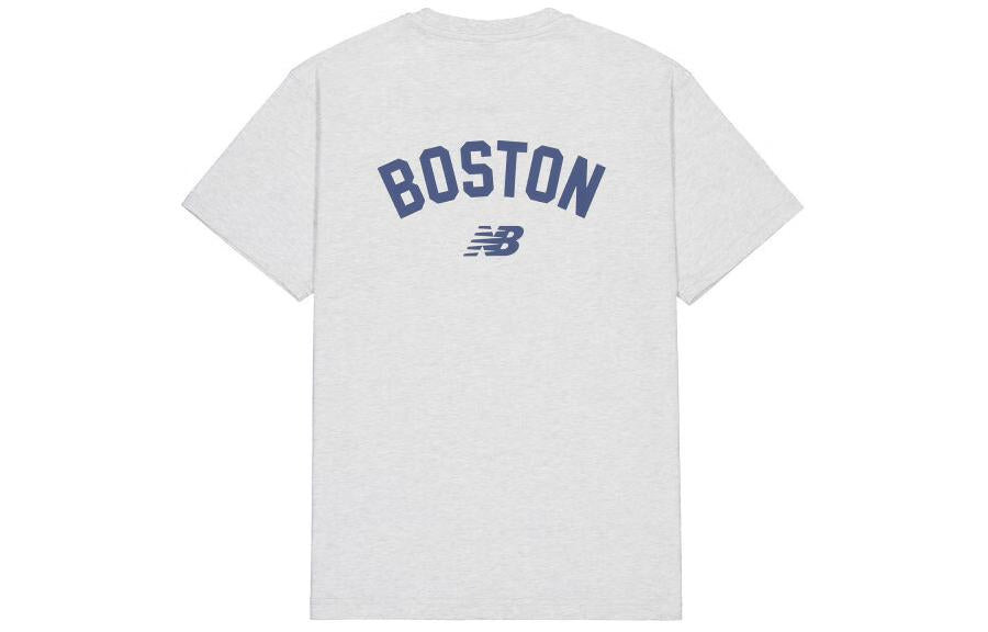 New Balance Back Print Boston Cotton T-Shirt 'Light Grey' AMT42333-AHH - 2