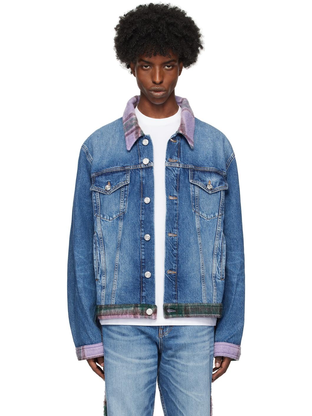 Blue Tartan Denim Jacket - 1